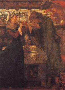 Dante Gabriel Rossetti : Tristram and Isolde Drinking the Love Potion